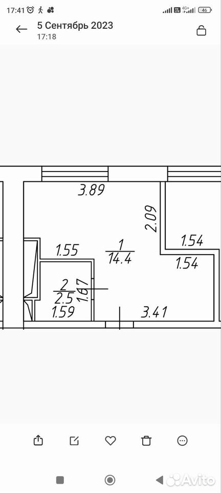 Студия в аренду, Москва, Аминьевское ш. 5 — 54 000 ₽/мес