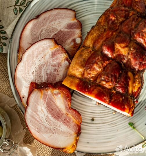 Грудинка копченая на буковой щепе вязаная
