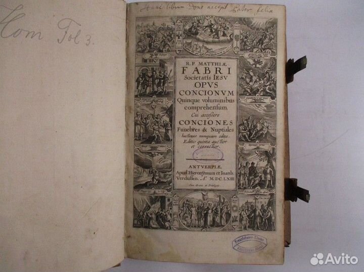 Антикварный фолиант 17 века, 1663 год, проповеди