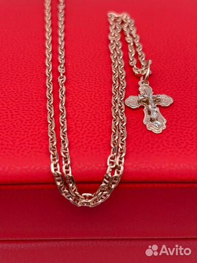 Цепь с Крестом 585 пробы с бриллиантом. Рассрочка