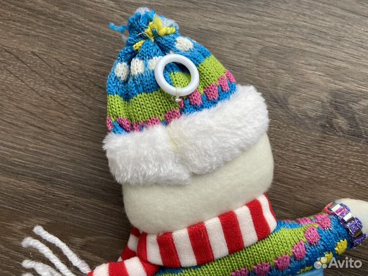 Новогоднее украшение снеговик носок