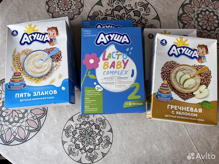 Агуша каши, пюре разные много