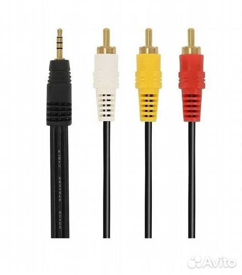 Кабель jack 3.5mm на 3 RCA (тюльпаны), 1.5 м