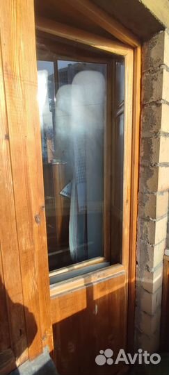 Продам деревянное окно с балконной дверью б/у