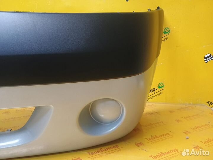 Бампер передний Renault Logan Фаза 1 С полосой Сер