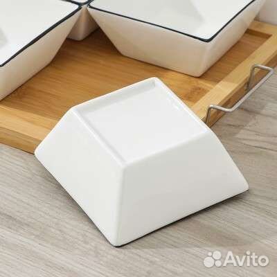 Набор салатников «Квадрат», 4 шт, на д.подставке