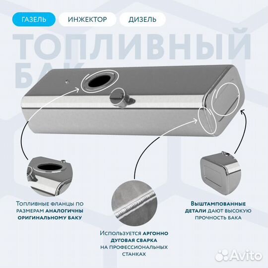 Алюминиевый бензобак 100л Газель