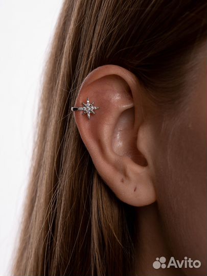 Серьги каффы серебро