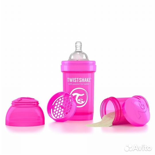 Бутылочка Twistshake для кормления 180 мл. Неон