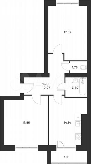 2-к. квартира, 68,1 м², 2/5 эт.