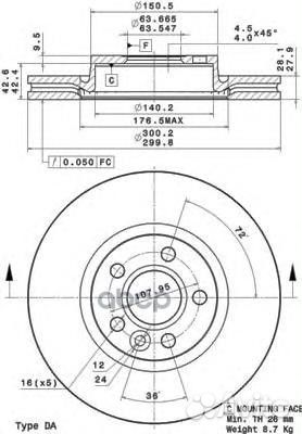 Диск тормозной передн. с уф покрытием ford gala