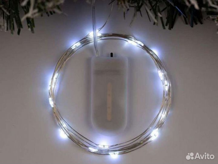 Гирлянда нить роса с батарейками