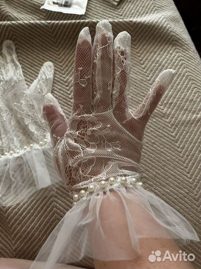 Перчатки крежевные свадебные)
