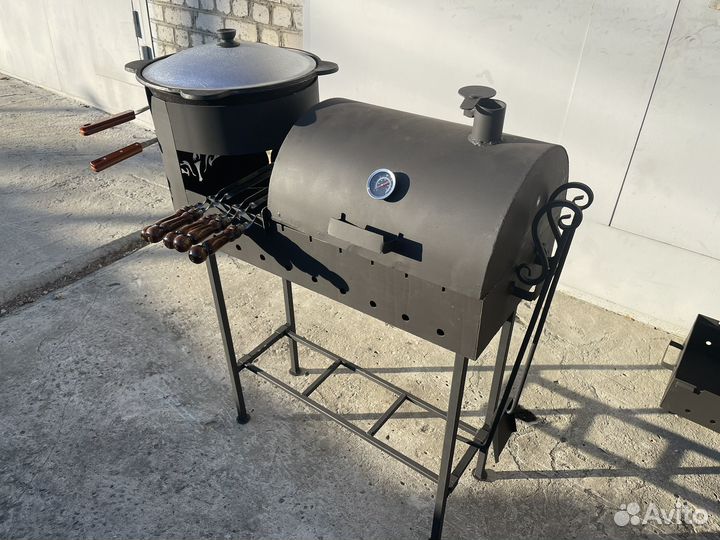 Мангал барбекю с печью под казан