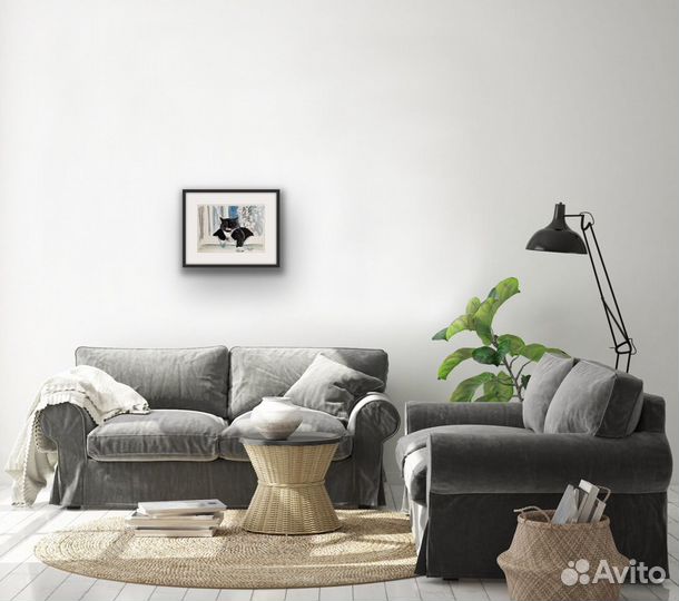 Картина, Кот в окне, Коты за углом. Акварель