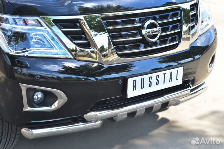 Nissan Patrol 2014-Защита переднего бампера +клыки