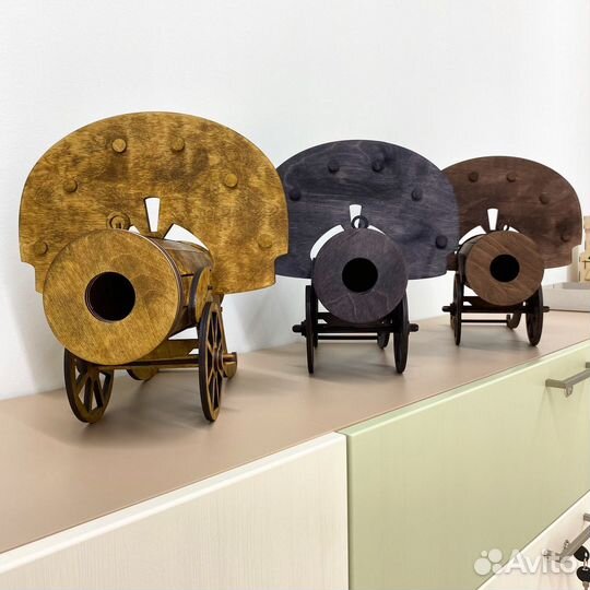 Мини бар пулемет бутылка + стаканы из дерева