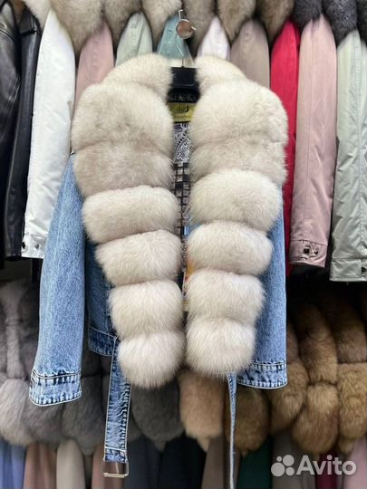 Джинсовая куртка с натуральным мехом 42,44,46,48