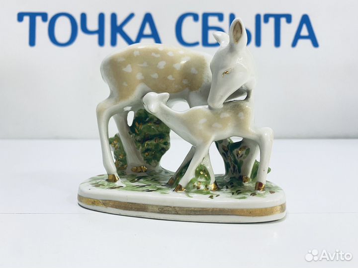 Статуэтка лань с детенышем Чудово фарфор