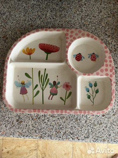 Тарелка детская бамбуковая с секциями