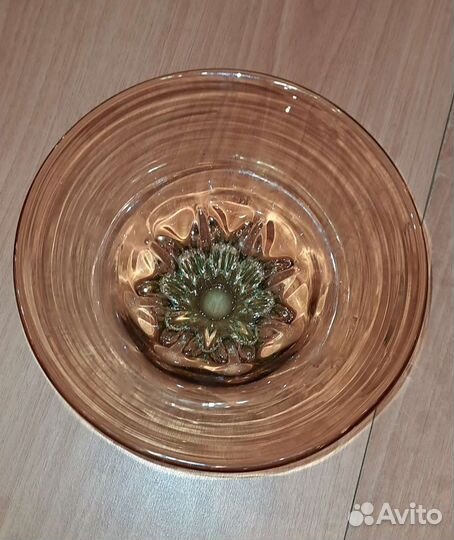 Ваза конфетница, медовое стекло, СССР