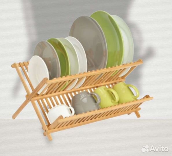 Складная сушилка для посуды бамбук
