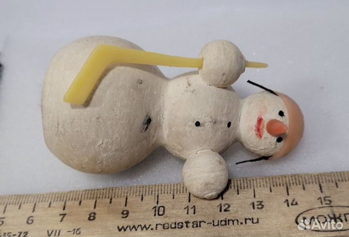 Снеговик хоккеист вратарь - ватная елочная игрушка