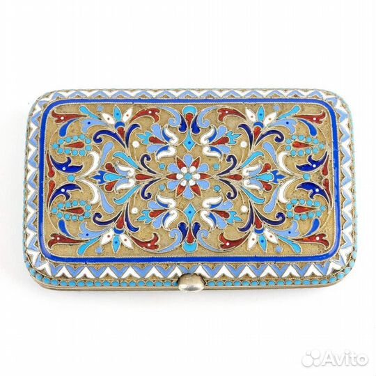 Антикварный старинный портсигар из серебра и эмали