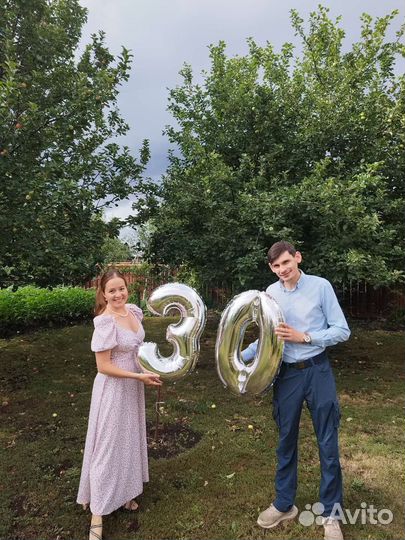 Шары цифры 30 серебряные