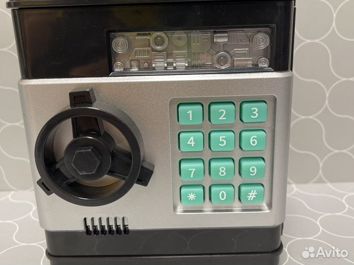 Копилка детская Сейф кодовый черно-серый