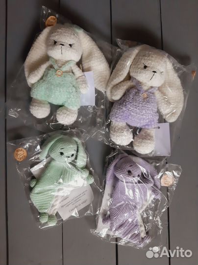 Зайка мягкий вязаный+1 в подарок.Новые