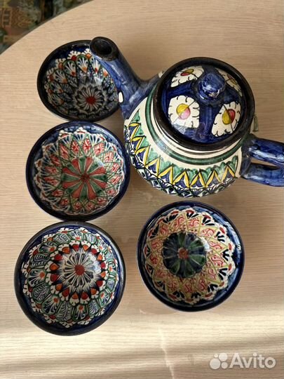 Узбекский чайник и 4 пиалы
