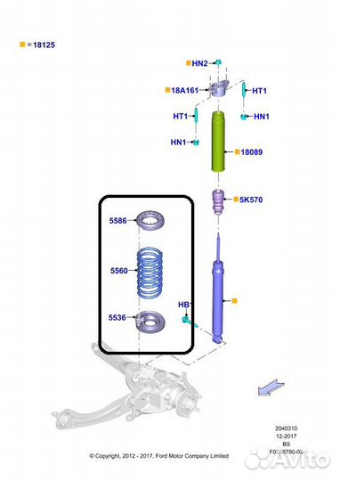 Пружина подвески задняя Ford Kuga 1.5L ecoboost