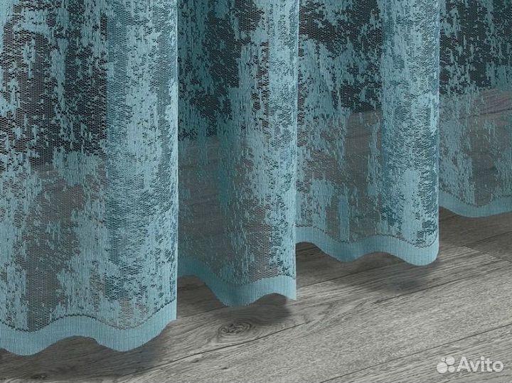 Тюль бирюзовый мрамор 2 шт