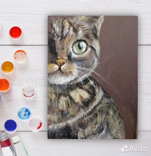 Картина Полосатый кот с зелёными глазами