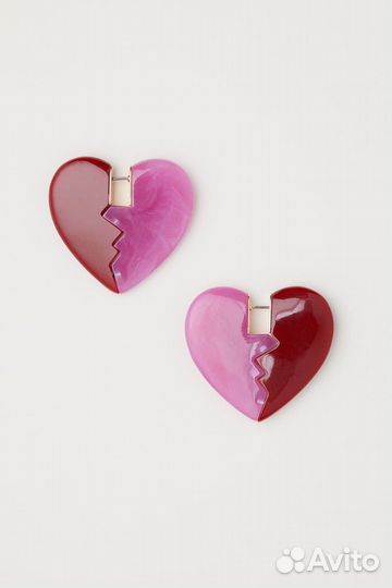 Серьги сердца массивные hm studio
