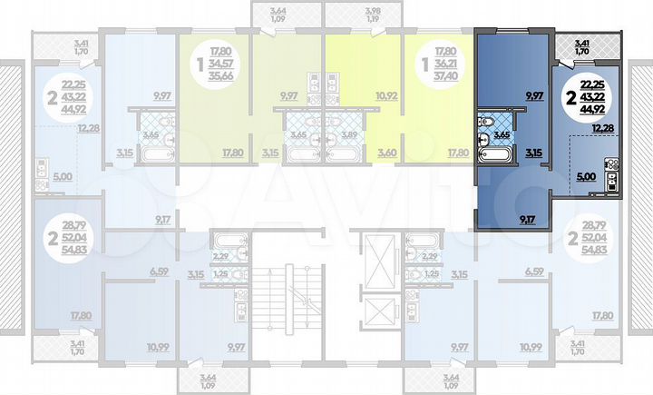 2-к. квартира, 44,9 м², 11/16 эт.