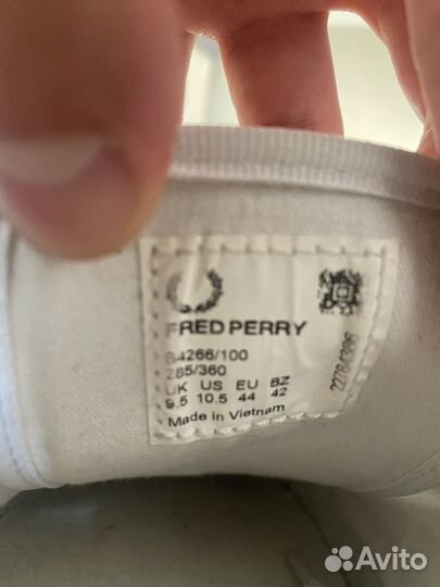 Белые мужские кеды Fred Perry (оригинал)