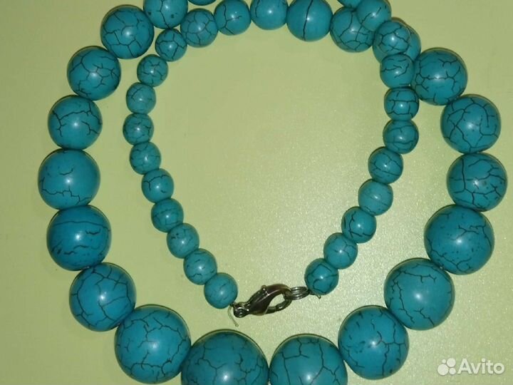 Бирюза натуральная, бусы СССР, состояние отличное