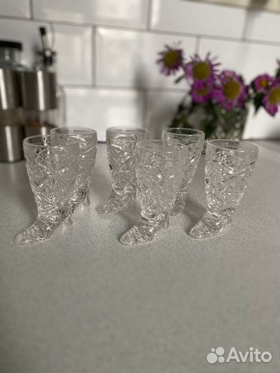 Хрустальные стопки Сапожки