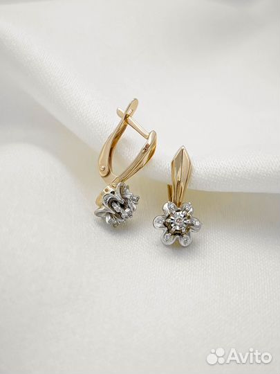 Золотые серьги с бриллиантами 585