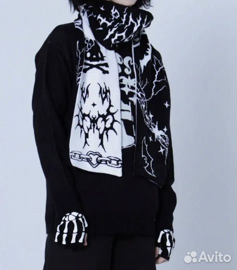 Дрейн шарф черный y2k jdm новый