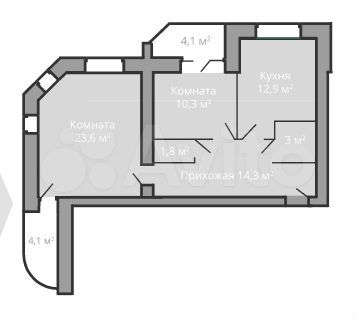 2-к. квартира, 74,3 м², 6/9 эт.