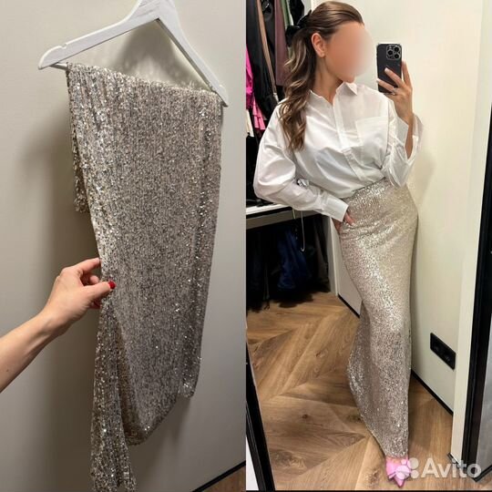 Юбка золотистая с пайетками