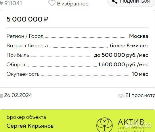 Салон красоты с окупаемостью 10 месяцев