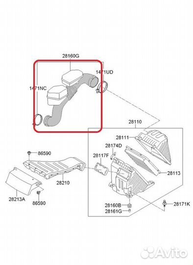 Патрубок воздуховода Kia Sorento 2 Xm G4KE 2.4