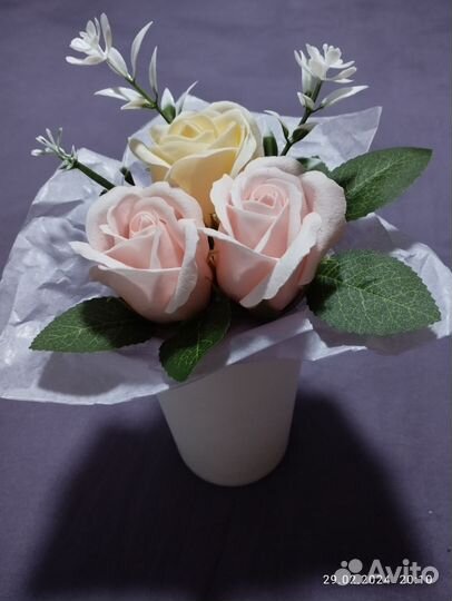 Букет из 3х мыльных розочек