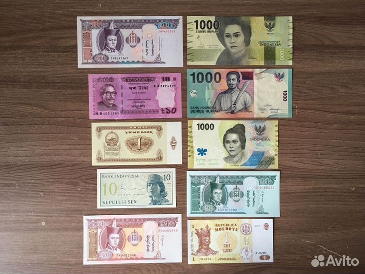 Банкноты Бангладеш, Индонезия, Монголия, Молдавия
