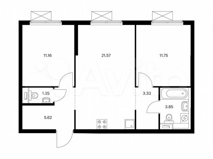 2-к. квартира, 58,6 м², 20/33 эт.