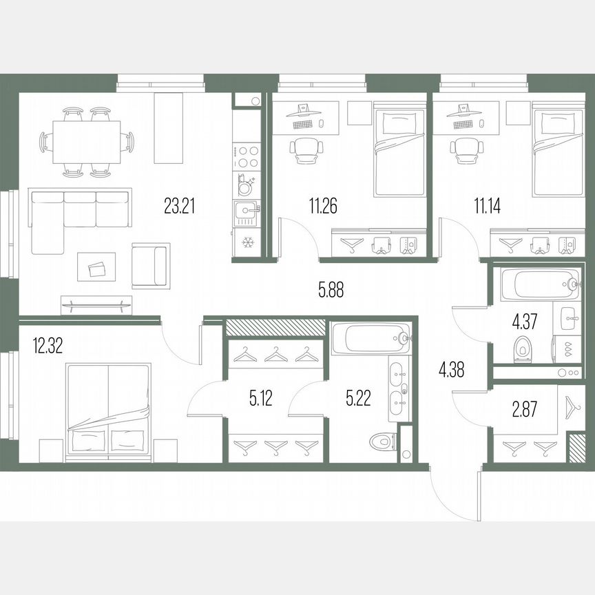 3-к. квартира, 85,9 м², 7/10 эт.